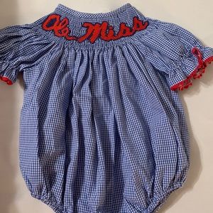 Vive La Fete smocked ole miss bubble. 3 months.